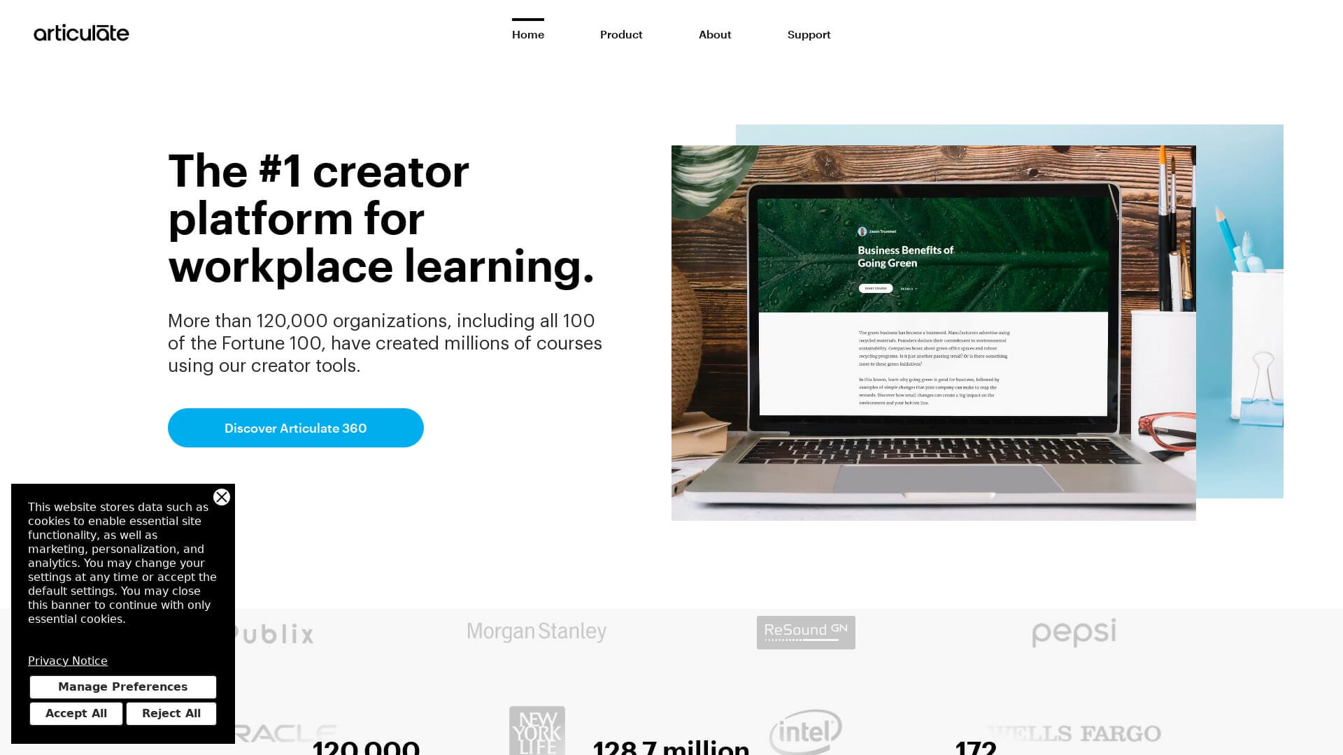 Screenshot of articulate website