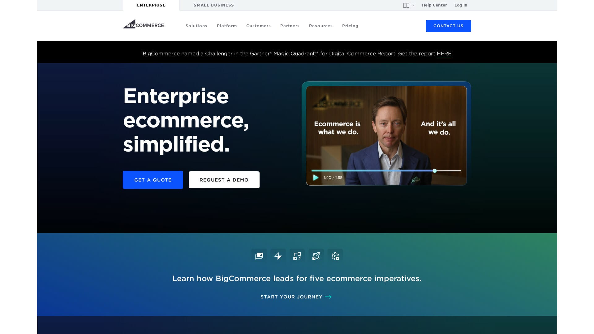 Screenshot of bigcommerce website