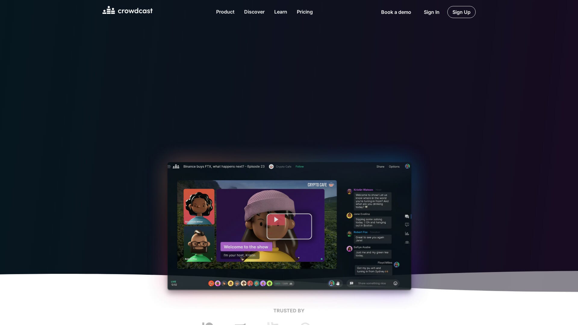 Screenshot of crowdcast website