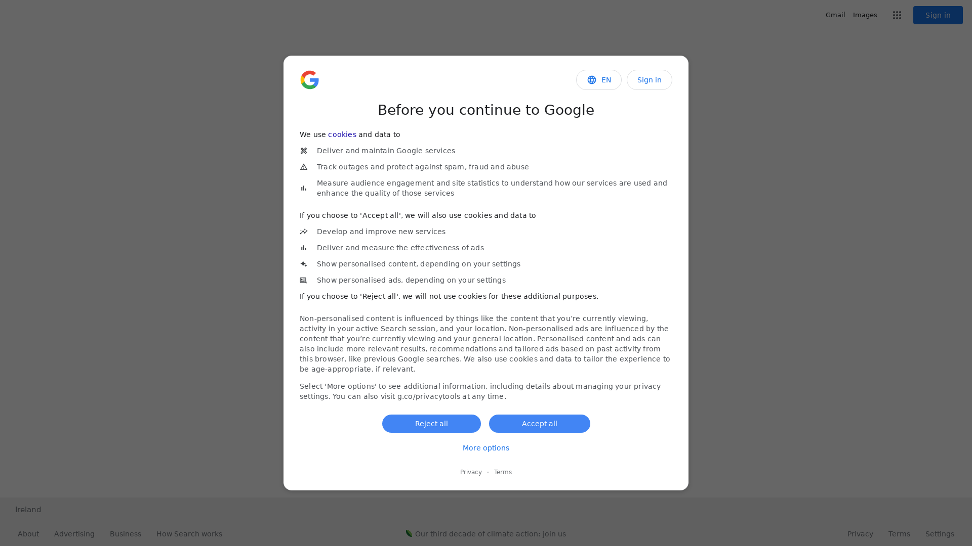 Screenshot of google classroom website
