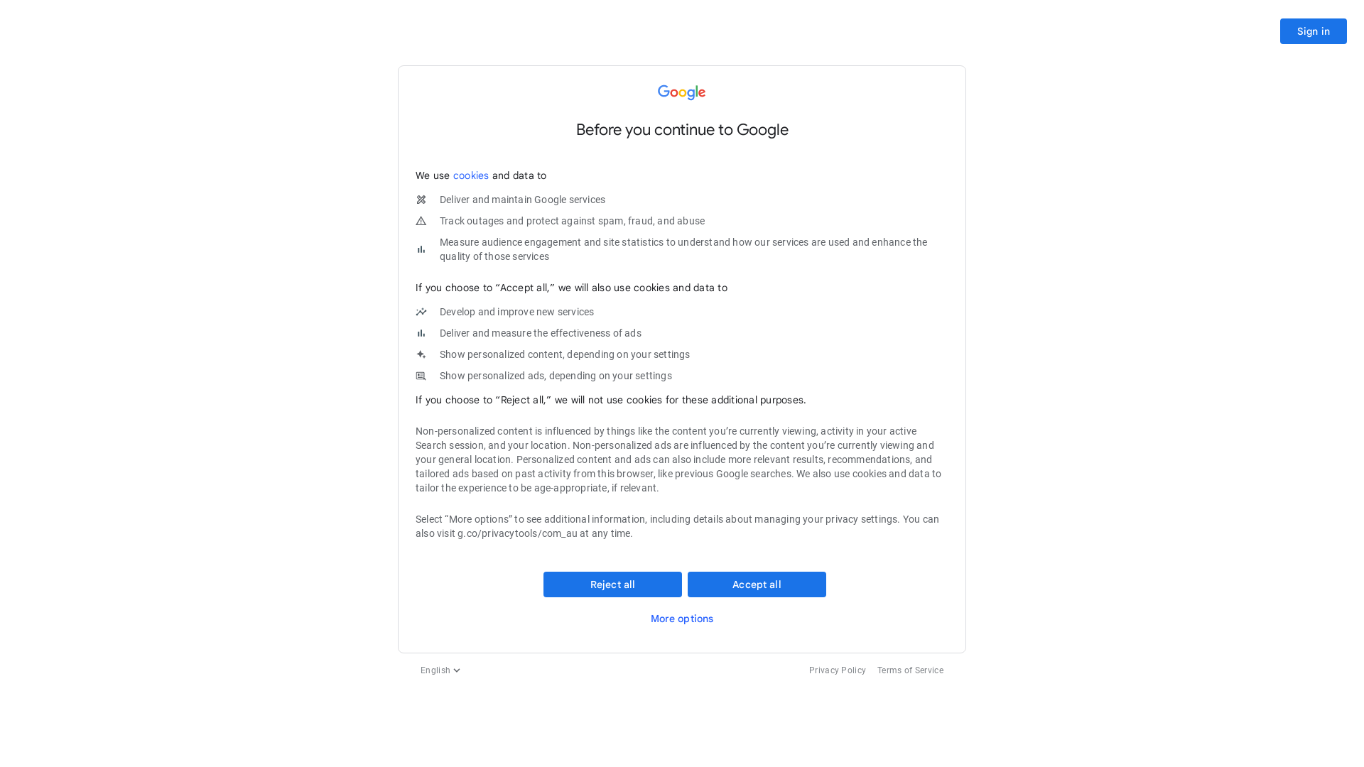 Screenshot of google translate website