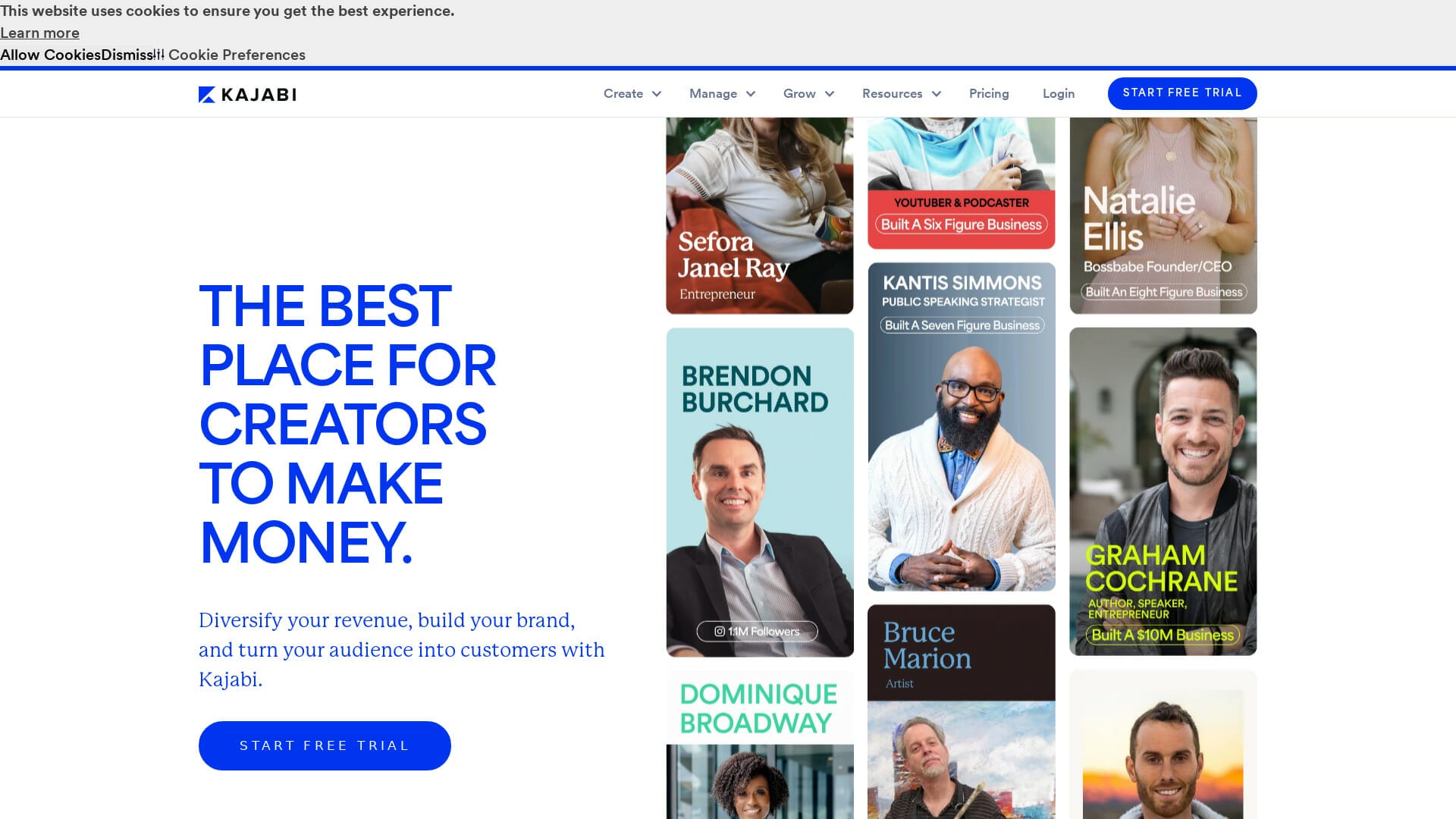 Screenshot of kajabi website