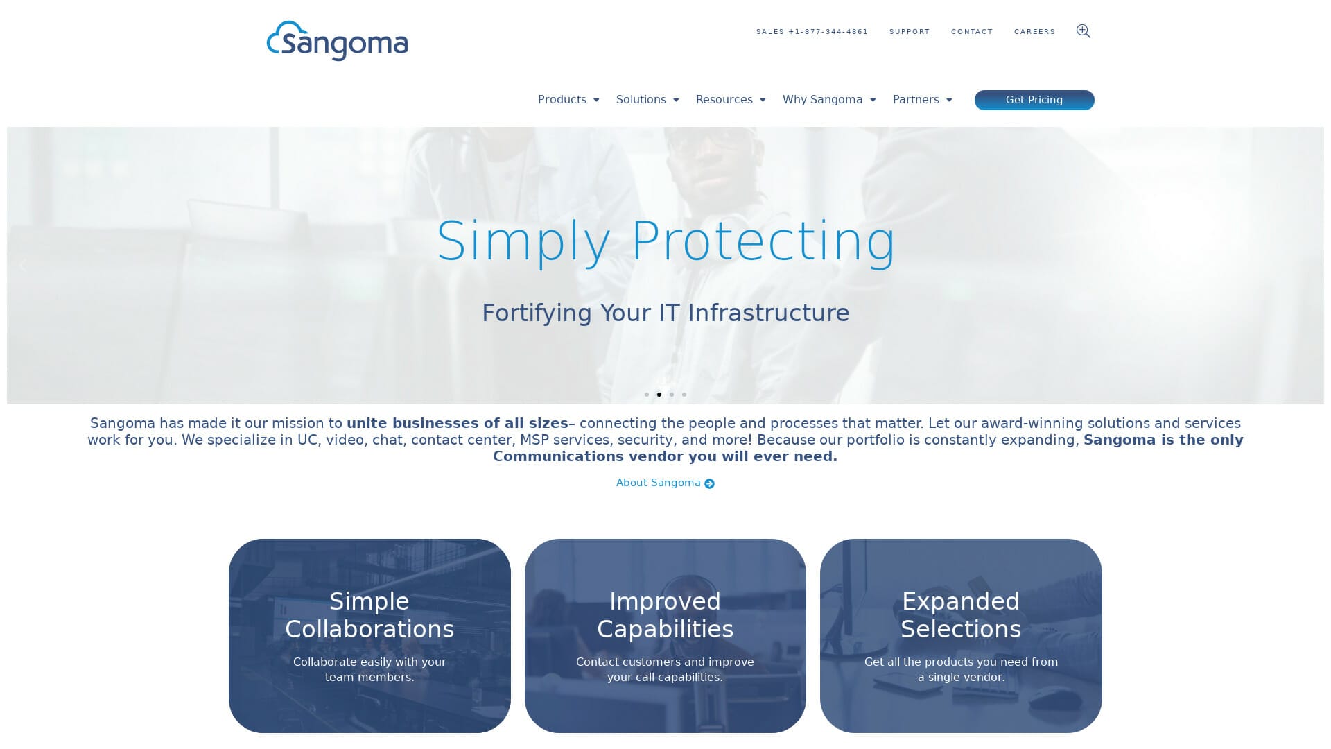 Screenshot of pbxact website