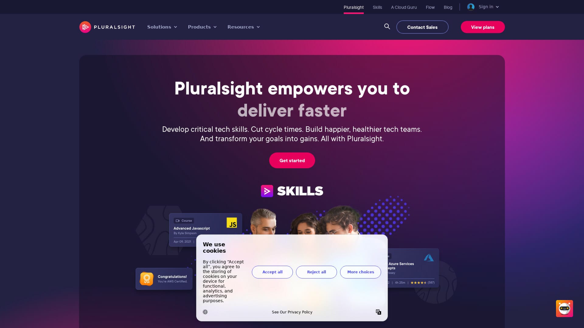Screenshot of pluralsight website