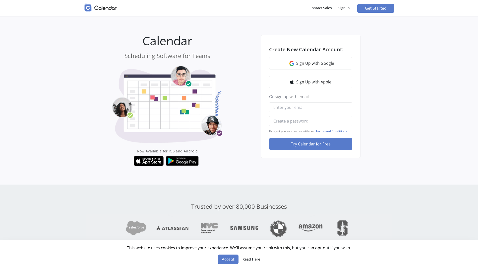 Screenshot of scheduleonce website