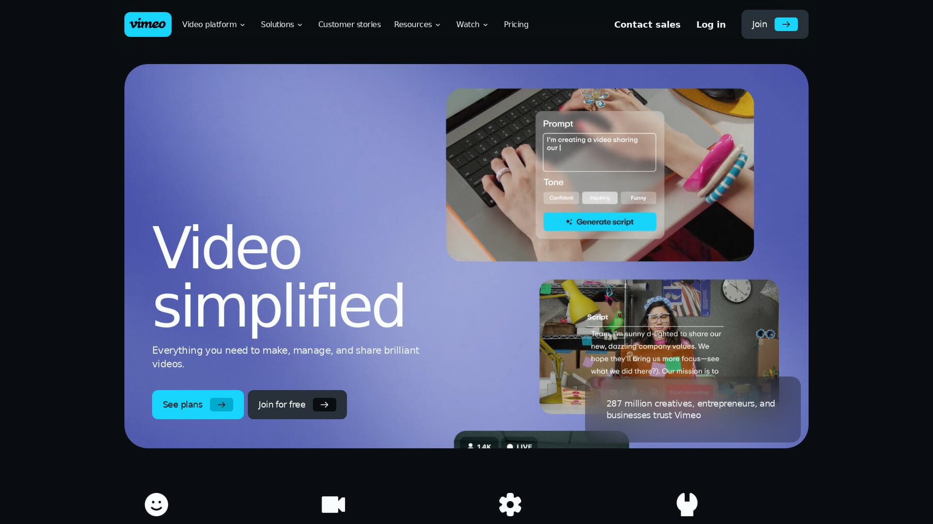 Screenshot of vimeo website