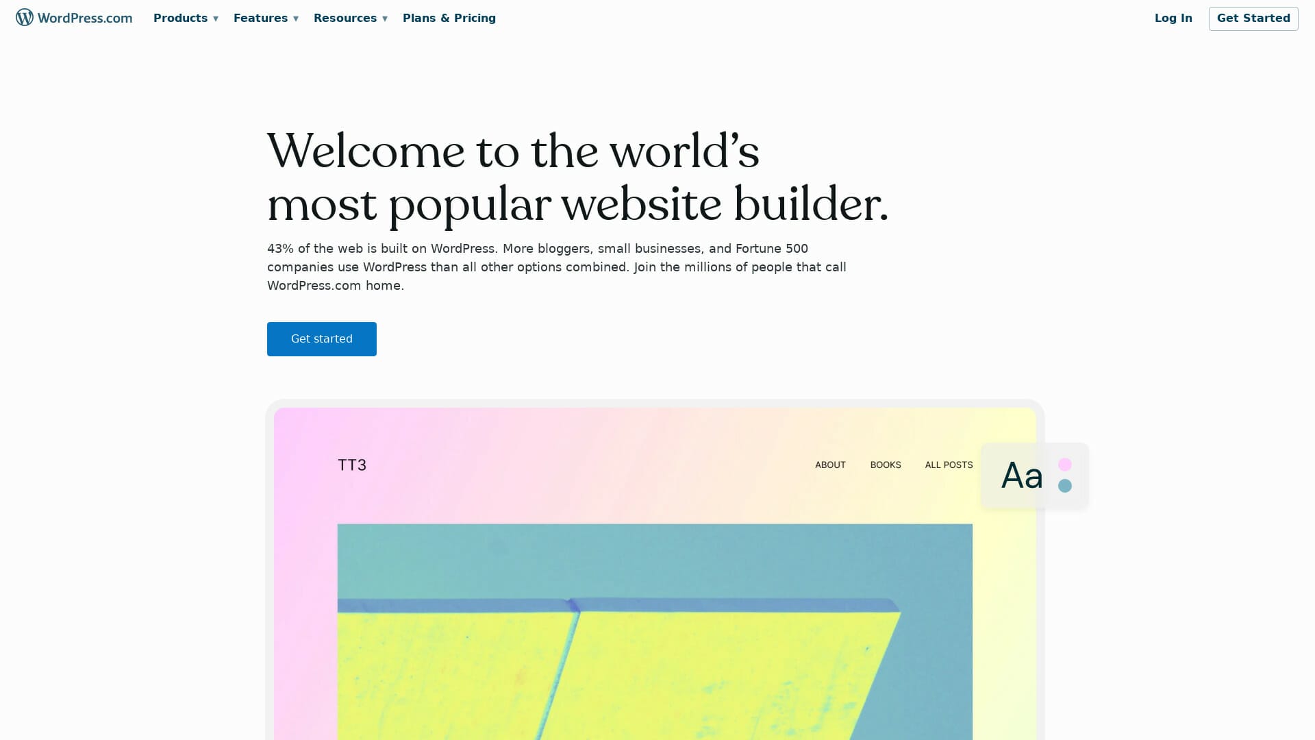 Screenshot of wordpress website