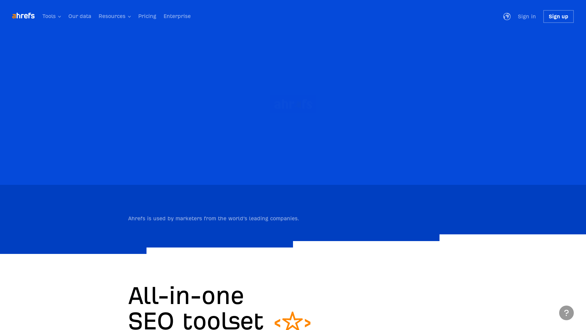 Screenshot of ahrefs website