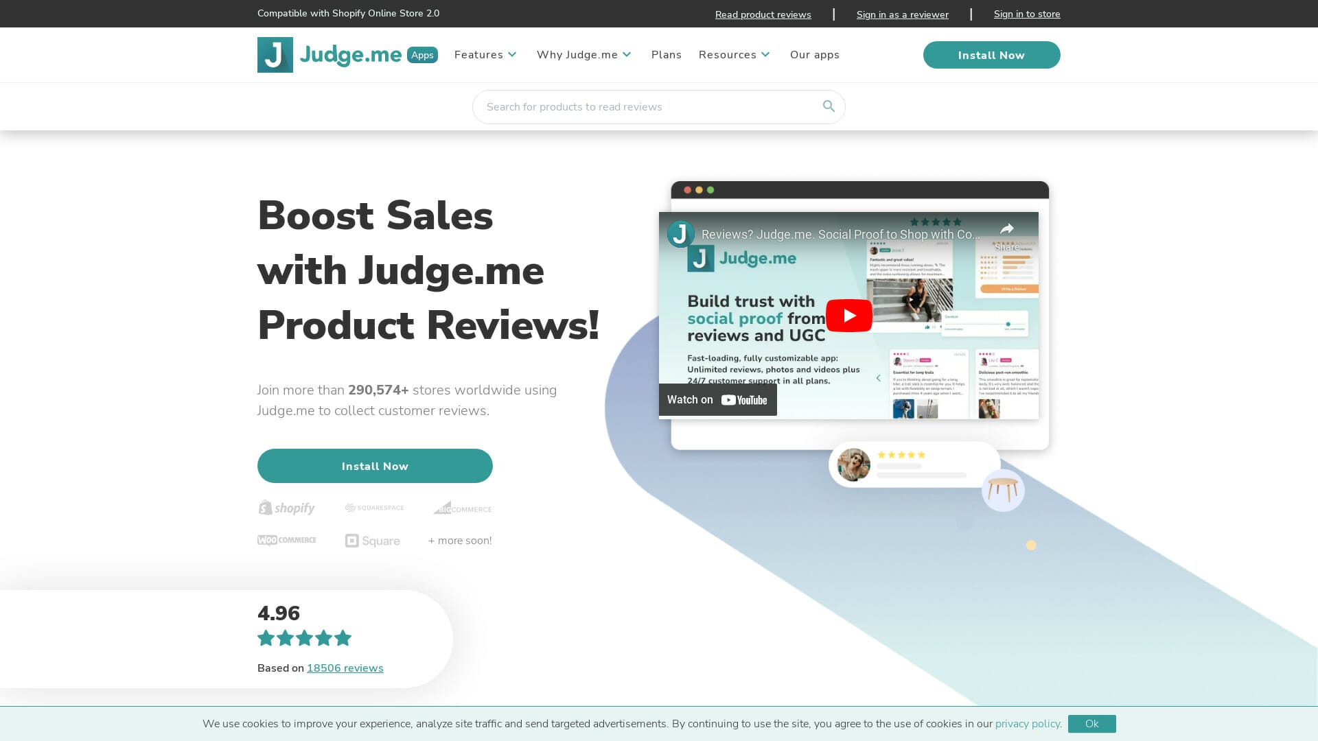 Screenshot of judge.me website