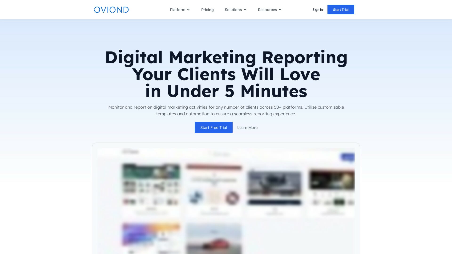 Screenshot of oviond website