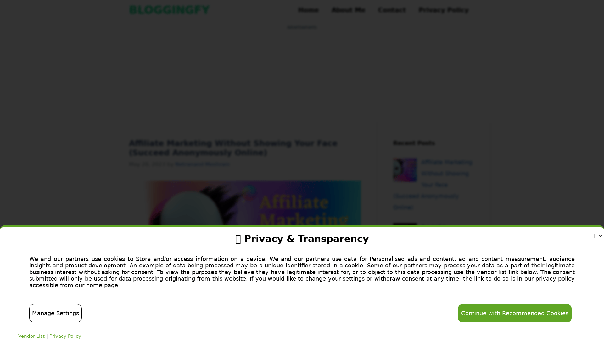 Screenshot of things website