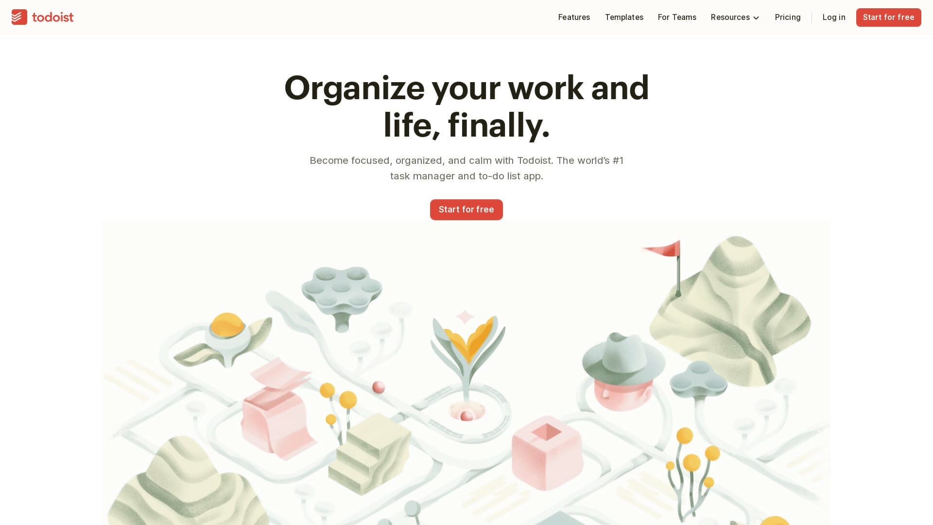 Screenshot of todoist website