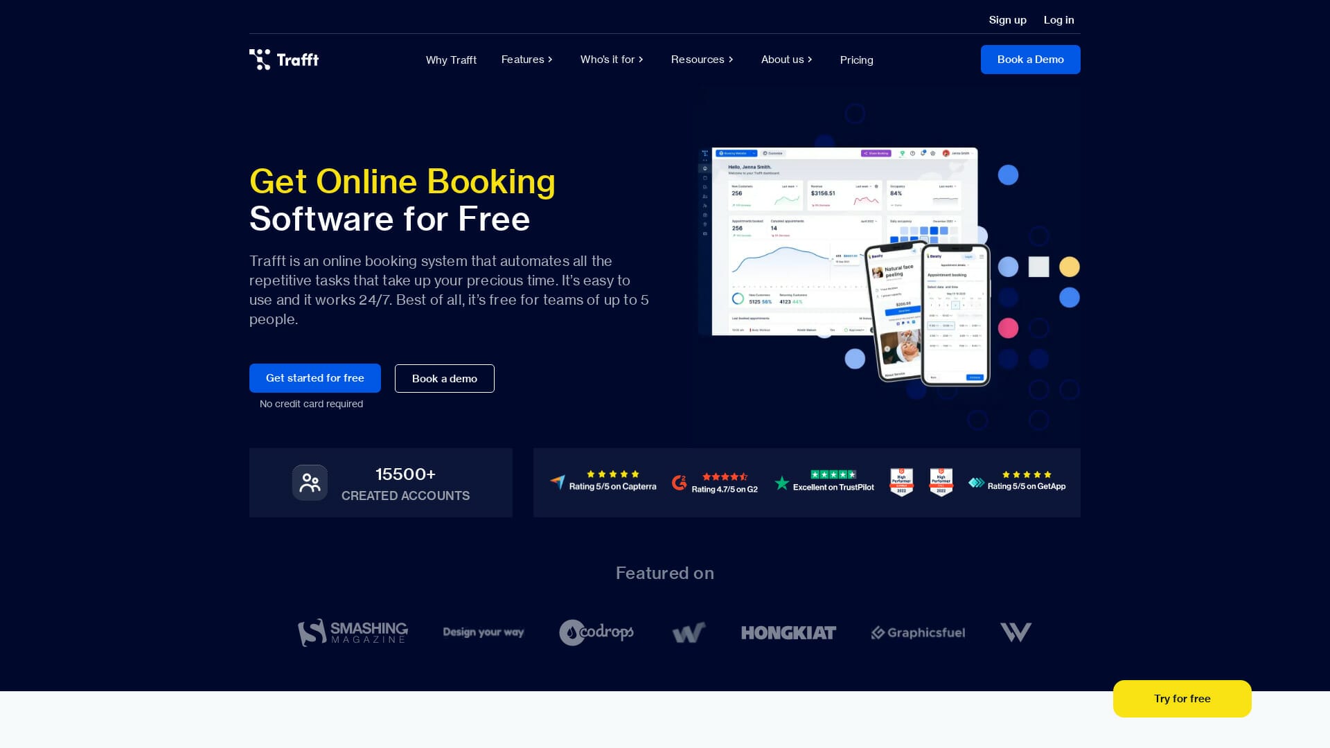 Screenshot of trafft website